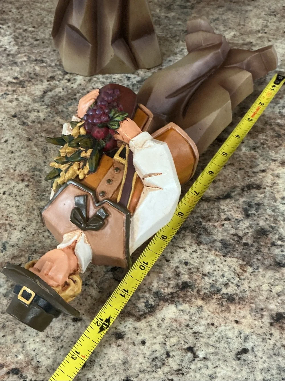 Harvest Pilgrim Couple Figurines - Fall Thanksgiving Cubist Vintage